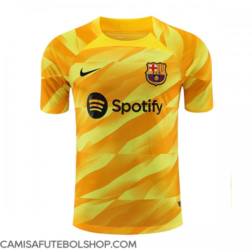 Camisa de time de futebol Barcelona Goleiro Replicas 3º Equipamento 2023-24 Manga Curta